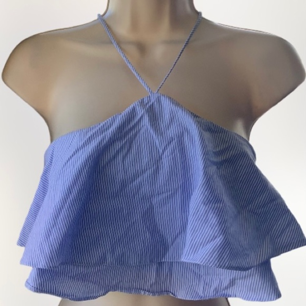 ZARA- Super cute top XS, blue and white.